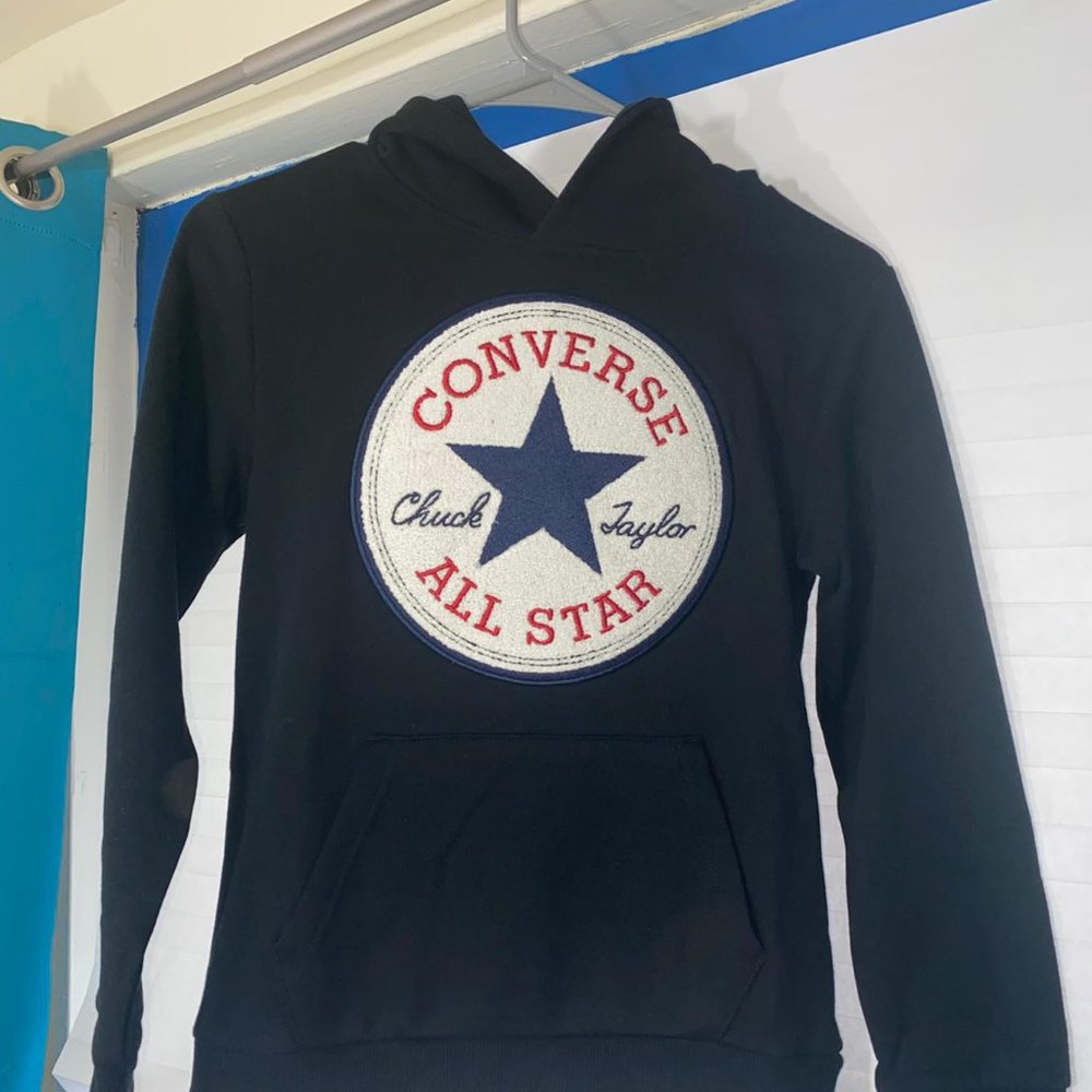 Converse Big Boy Chuck Patch Fleece Pullover Black Hoodie - Picture 4 of 12